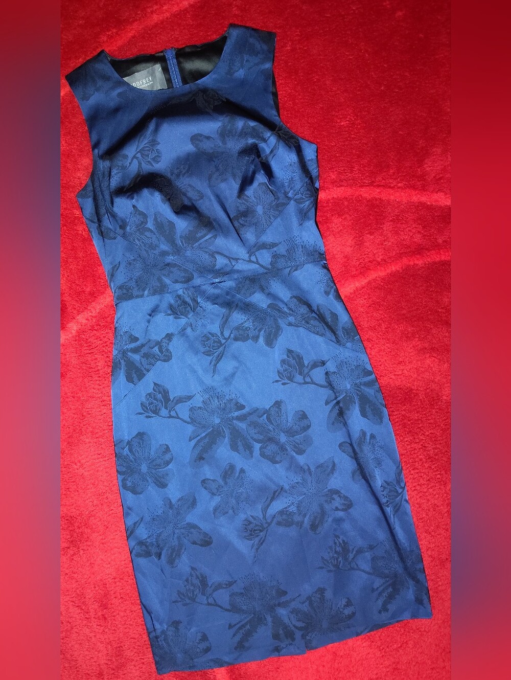 JAYGODFREY Navy Blue Floral Sheath Dress